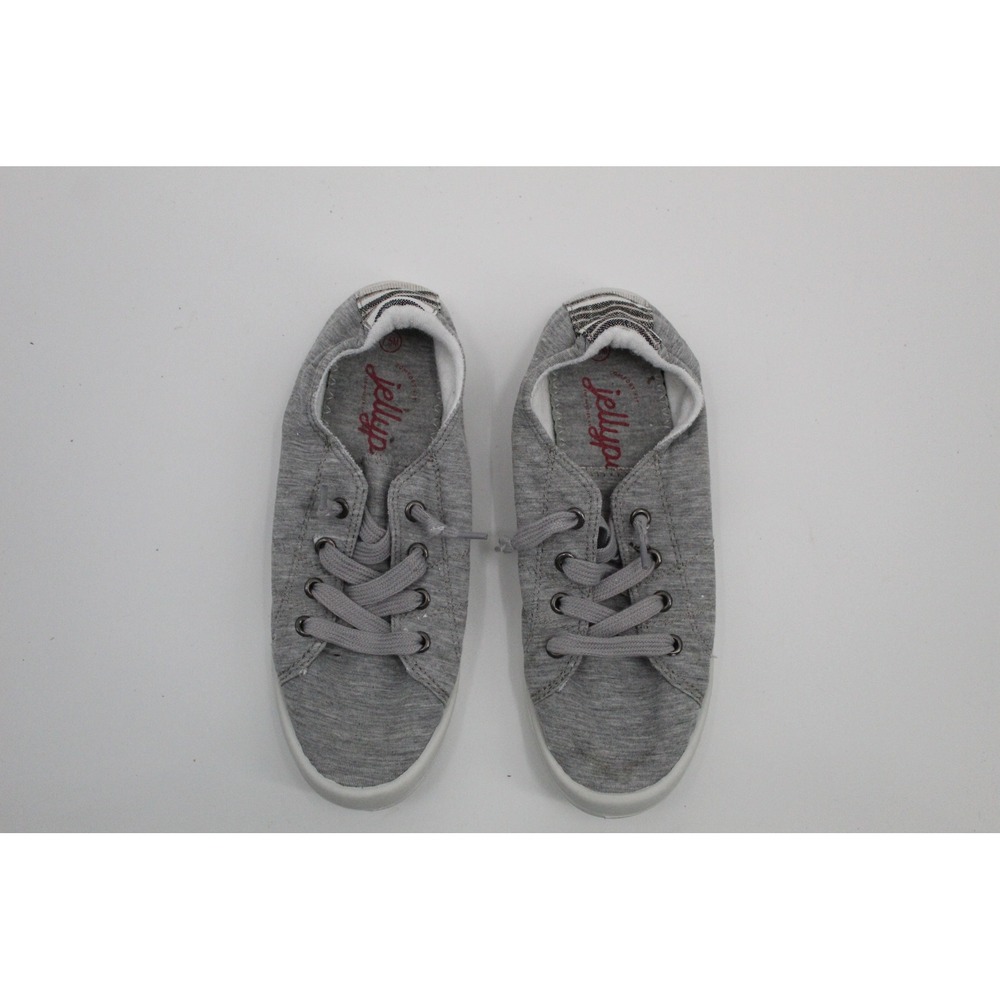 Jellypop Dallas Grey Jersey Slip On Fashion Sneakers Knotted Lace Low Top Shoes